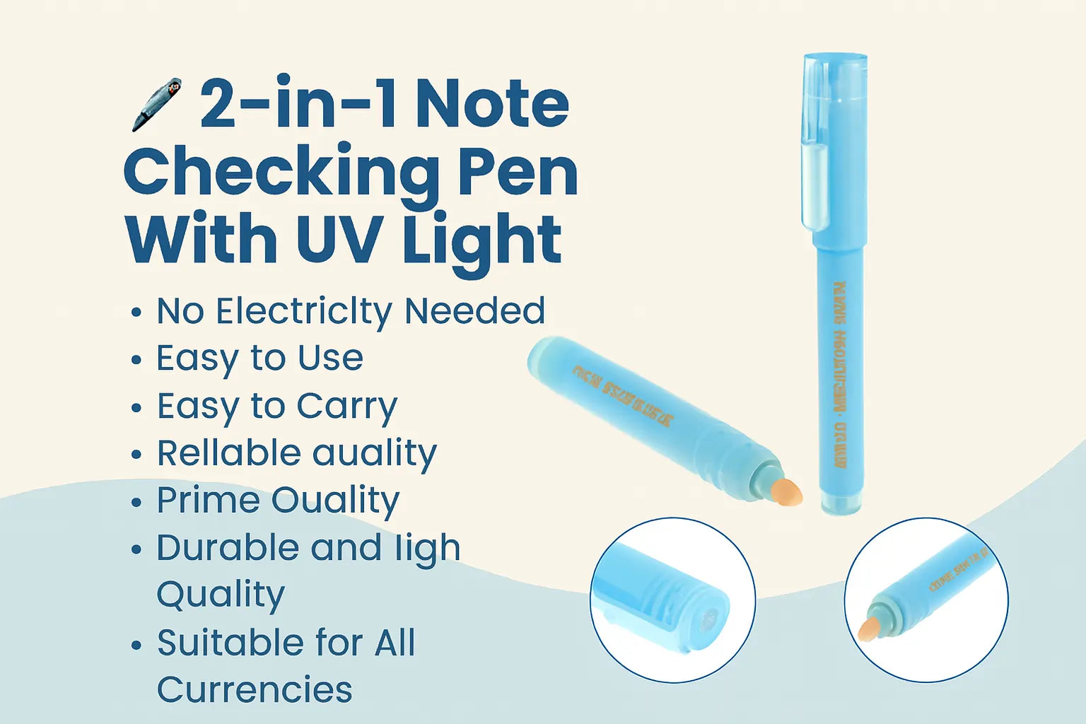 2 In 1 Note Checking Pen With UV Light
