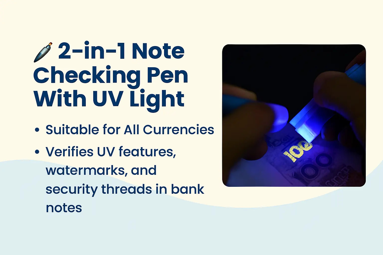 2 In 1 Note Checking Pen With UV Light