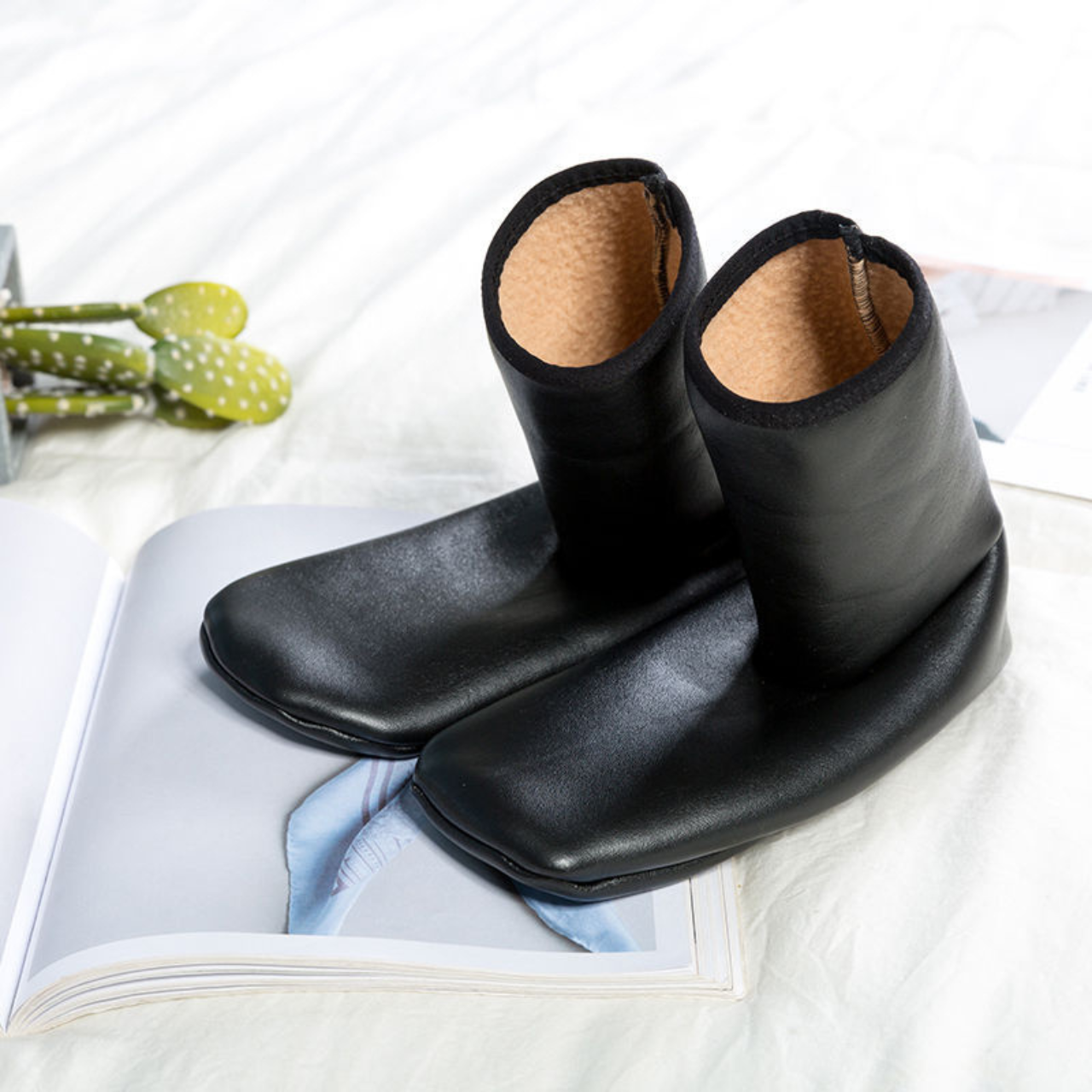 Winter Fuzzy Leather Sleep Socks