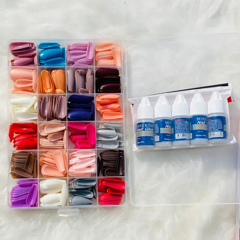 576 Pcs Box Colorful Artifical Nails Acrylic with Glue